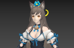性感的大胸大長腿貓兒少女游戲角色3dmax模型 帶蒙皮貼圖