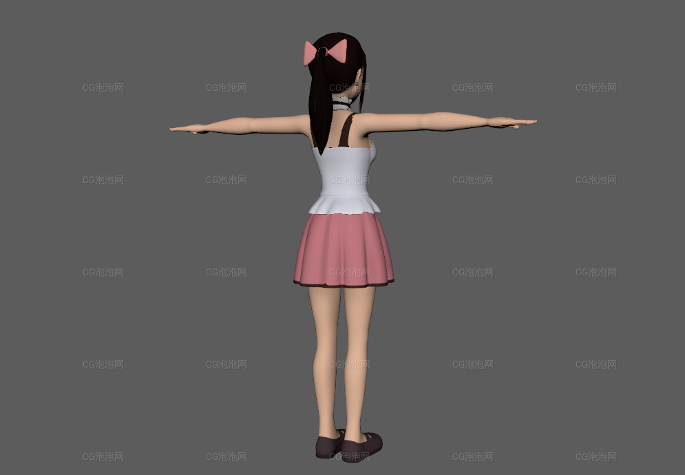 性感的超短裙馬尾女孩Maya模型帶綁定貼圖哦~