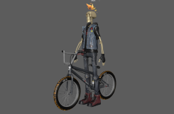 惡靈騎手骷髏怪角色帶自行車和武器Maya模型