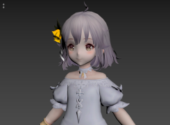 二次元可愛萌妹-白色連衣裙女孩3DMAX游戲模型
