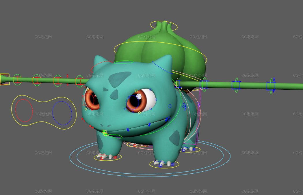 精靈寶可夢妙蛙種子可愛角色Maya模型 貼圖綁定齊全bulbasaur