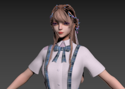 性感JK超短裙大長腿女學(xué)生JK短裙3dMax角色綁定加貼圖