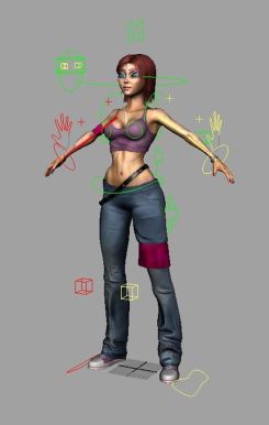 卡通女戰大胸角色基拉Maya模型有貼圖綁定Kila Maya Rig v2