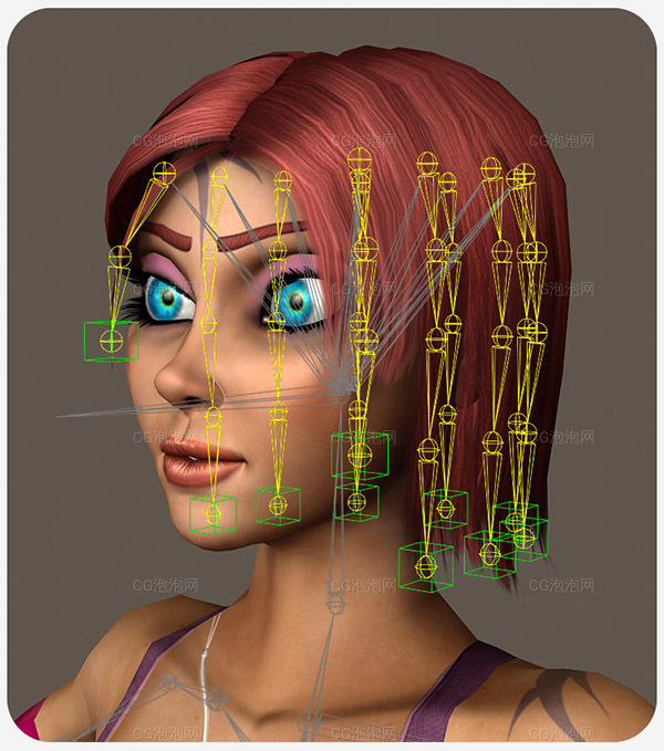 卡通女戰大胸角色基拉Maya模型有貼圖綁定Kila Maya Rig v2