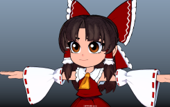 超可愛的連衣裙小女孩Reimu兩個大馬尾Maya模型