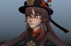 原神角色胡桃妹子Maya模型 有綁定有貼圖的