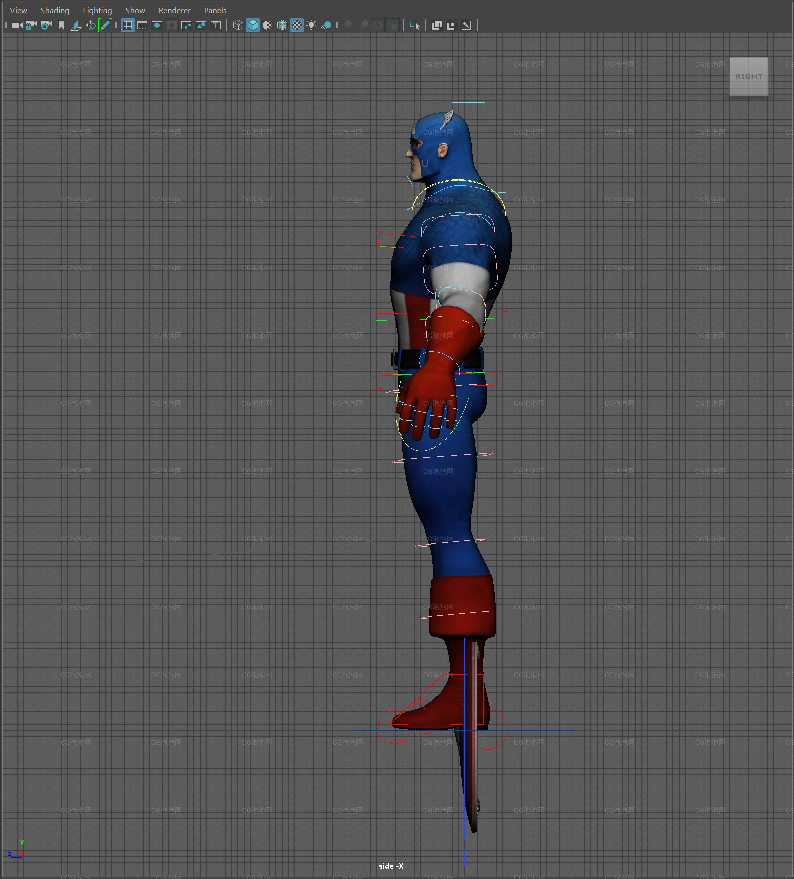 美國隊(duì)長經(jīng)典輕松控制maya模型帶貼圖綁定Captain America Classic Easy Control Maya Model with Texture Binding