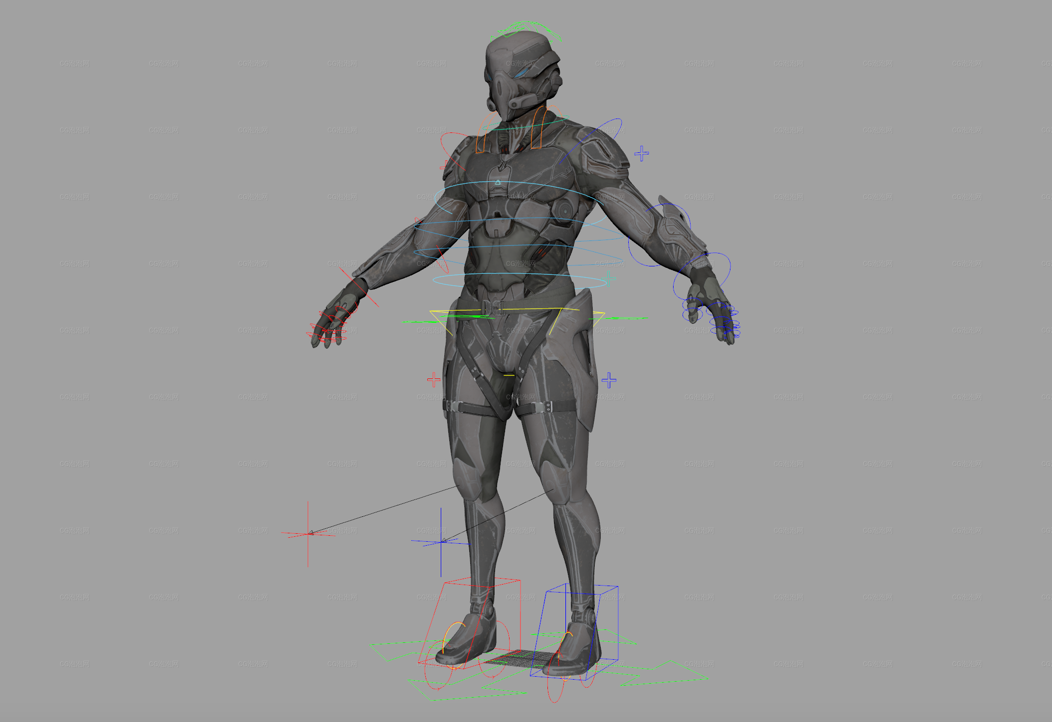 超帥科幻未來戰(zhàn)士機(jī)器人賽博格Maya角色模型Science Fiction Future Warrior Robot Cyber Maya Character Model
