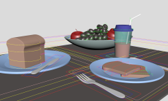 早餐面包牛奶咖啡食物Maya模型Breakfast bread, milk, coffee food Maya model