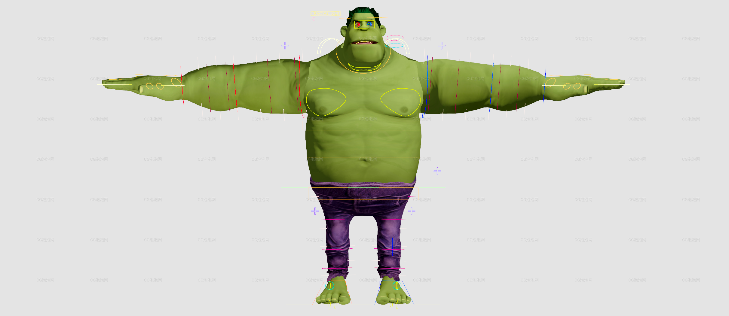 搞笑的卡通綠巨人復仇者聯盟漫威Maya角色模型Funny cartoon Hulk Avengers alliance Marvel Maya character model