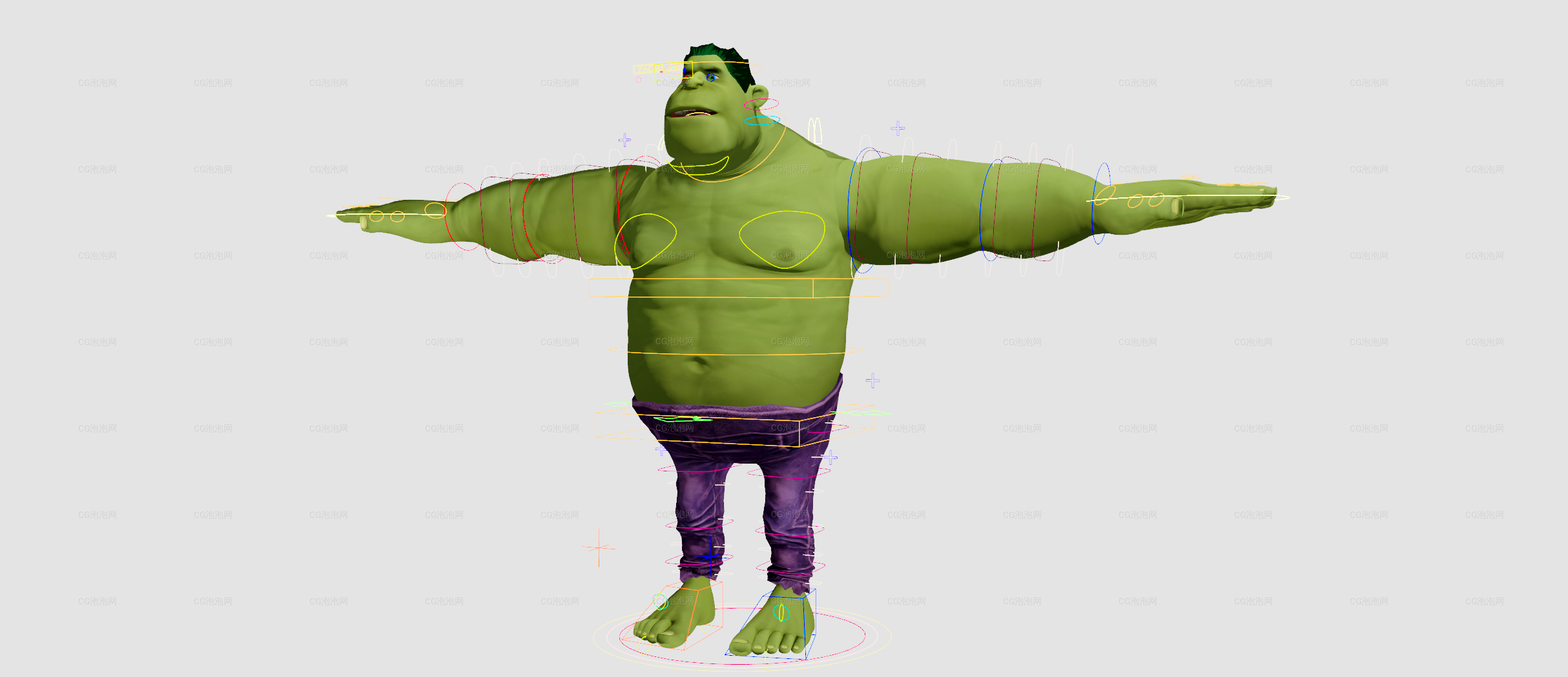 搞笑的卡通綠巨人復仇者聯盟漫威Maya角色模型Funny cartoon Hulk Avengers alliance Marvel Maya character model