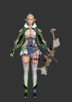 弓箭女游戲角色3dmax模型帶綁定貼圖