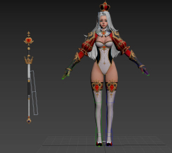 法杖女游戲女性人物3dmax模型