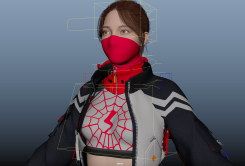 科幻女角色女蜘蛛Maya模型帶綁定貼圖Spider Silk