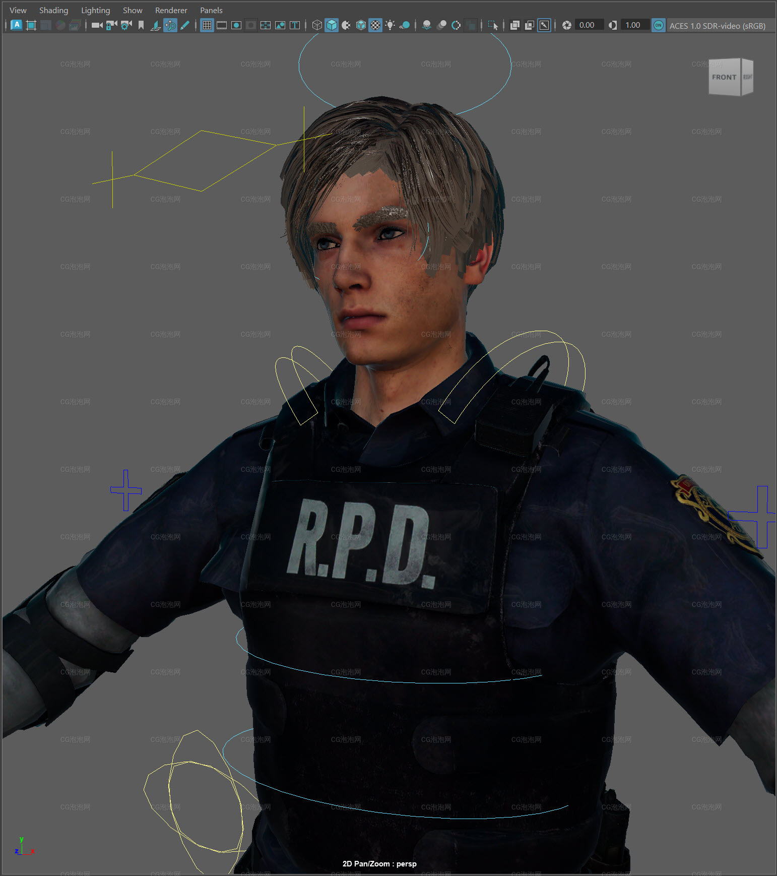 帥氣的特警士兵角色Maya模型綁定生化危機(jī)角色Resident Evil 2 Leon