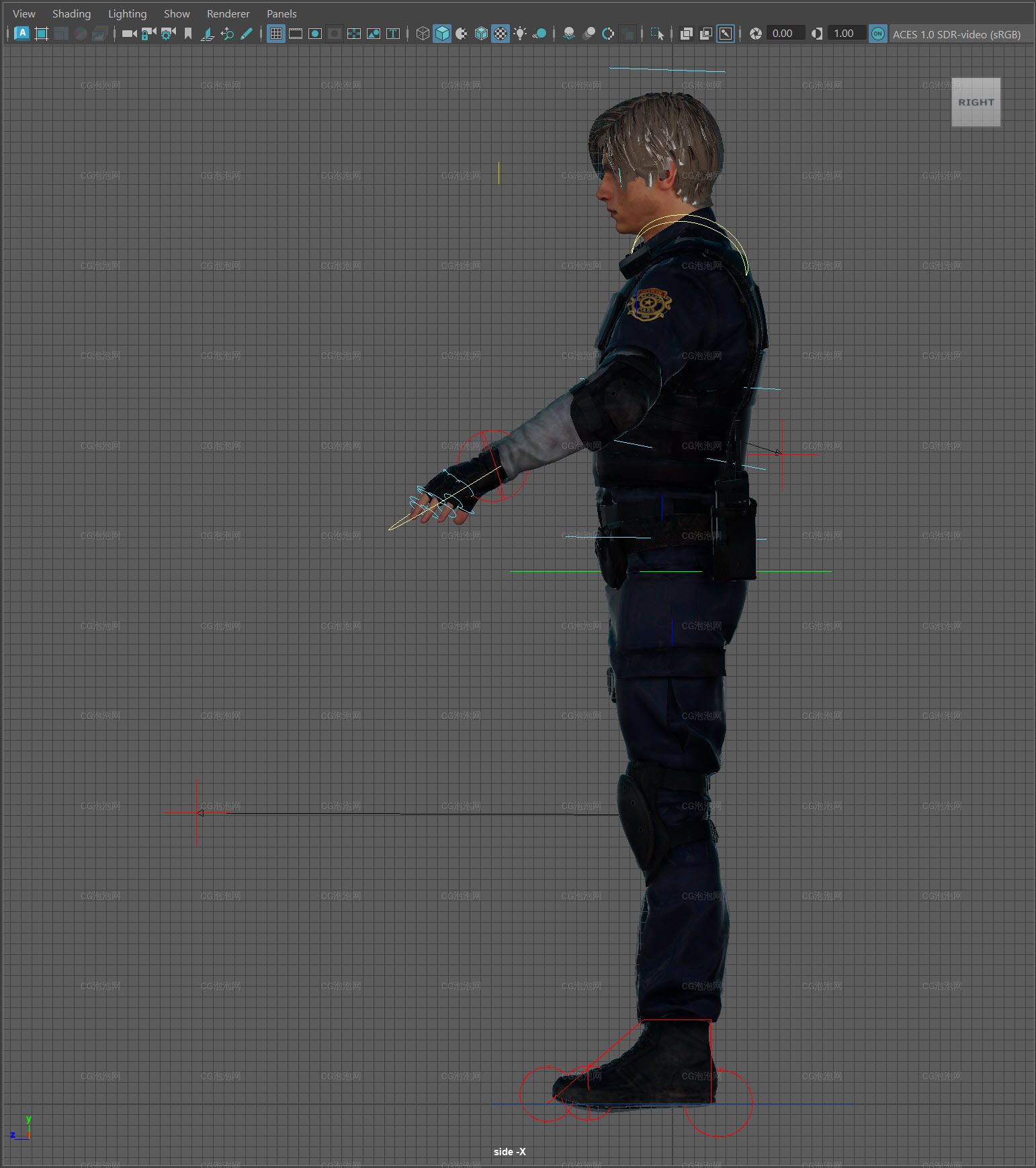 帥氣的特警士兵角色Maya模型綁定生化危機(jī)角色Resident Evil 2 Leon