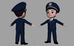 卡通Q版警察角色Maya模型帶綁定